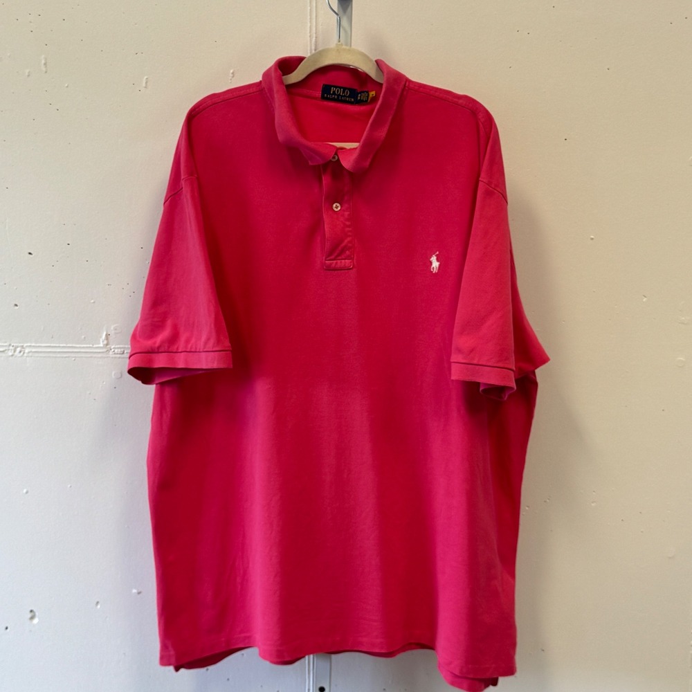 Polo Ralph Lauren Mens 3XB Pink Short Sleeve Cotton Pique Polo Shirt Logo Golf